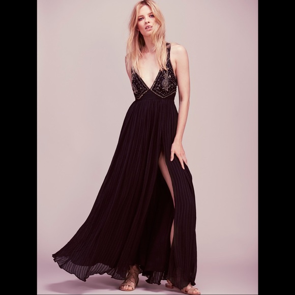 Free People Dresses & Skirts - NEW FREE PEOPLE BLACK GOLDEN DAWN MAXI DRESS $500